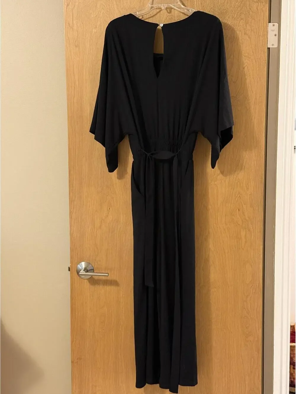 NWT Garnet Hill Prato Knit Wide Leg Jumpsuit Black TENCEL Lyocell Women's Small - Picture 2 of 5